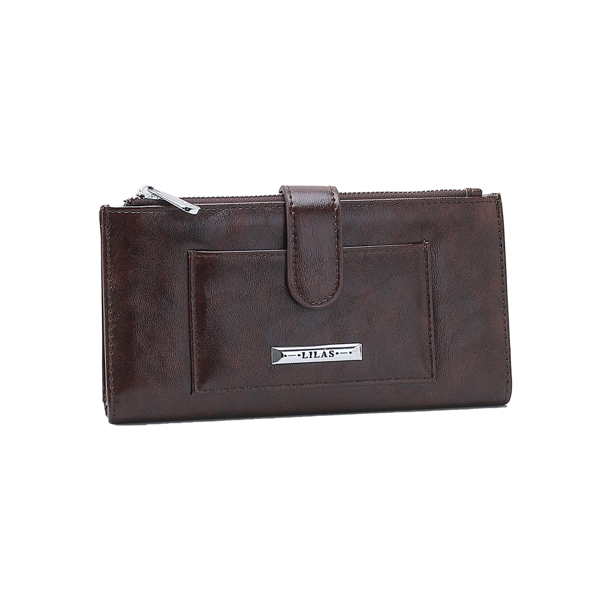 Cartera De Piel Minimalista Marrón, Plegable Para Hombre